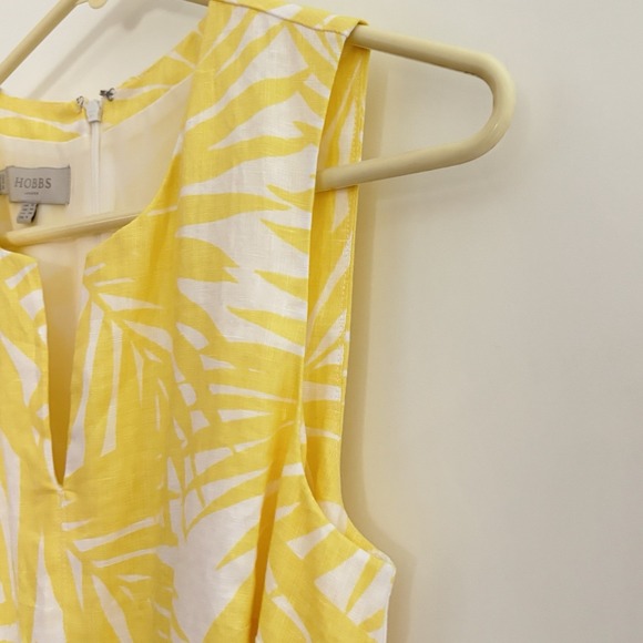 Hobbs London Floral Summer Linen Tea Dress Women's US Sz 6 Belted Yellow White - Picture 10 of 16
